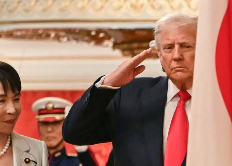 ‘Every day Present’ Skewers Trump Being Canine-Walked Round Japan by Takaichi