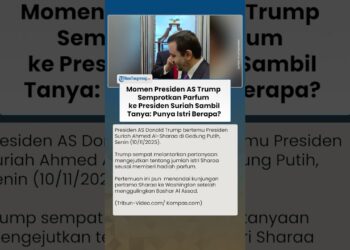 Momen Presiden AS Donald Trump Semprotkan Parfum ke Presiden Suriah Sambil Tanya Punya Istri Berapa?