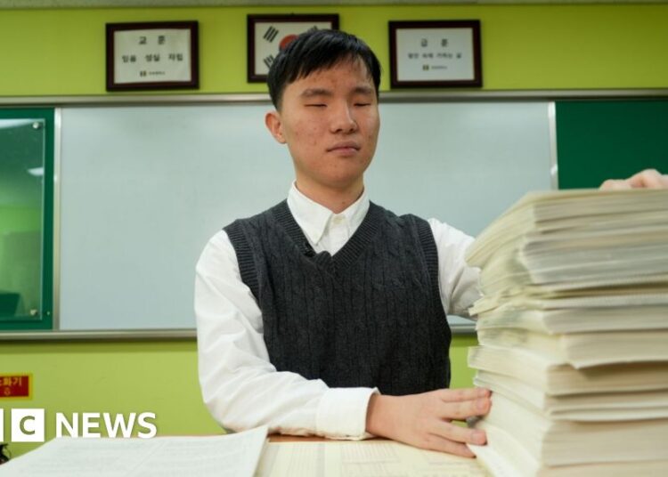Blind college students sit 13-hour school entry examination in South Korea