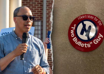 Virginia Republicans goal Jay Jones with scandal stickers on election day