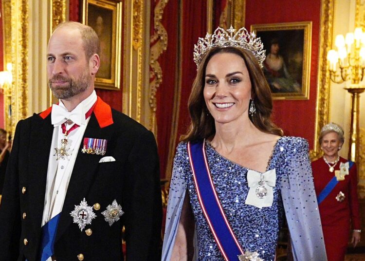 A brand new tiara for Kate! The Princess of Wales makes a blinding debut in a uncommon ruby and diamond tiara for the German state banquet A brand new tiara for Kate! The Princess of Wales makes a blinding debut in a uncommon ruby and diamond tiara for the German state banquet