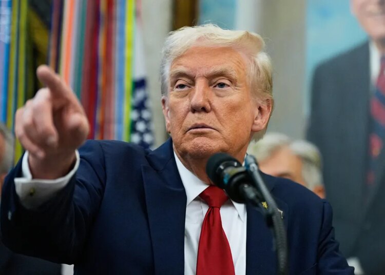 Trump touts financial system restoration and army power in nationwide deal with