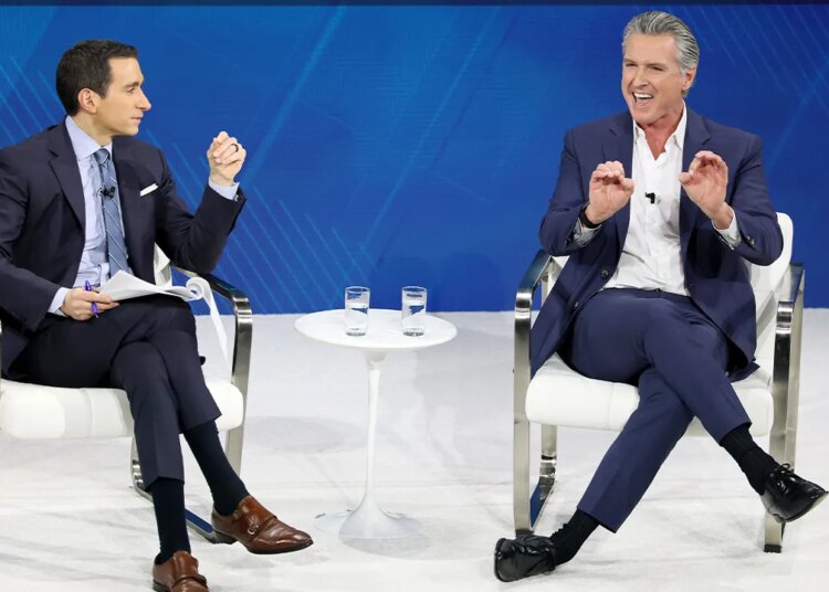 Newsom’s workplace mocks viral ‘testicle-crushing’ pose with new photograph