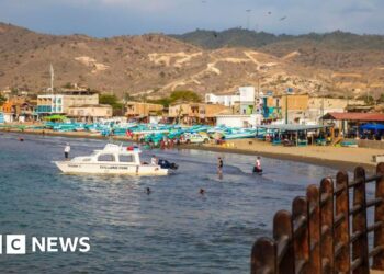 5 severed heads displayed on Ecuador seashore