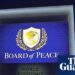 Davos onlookers discover Trump’s ‘board of peace’ brand resembles UN emblem | Donald Trump
