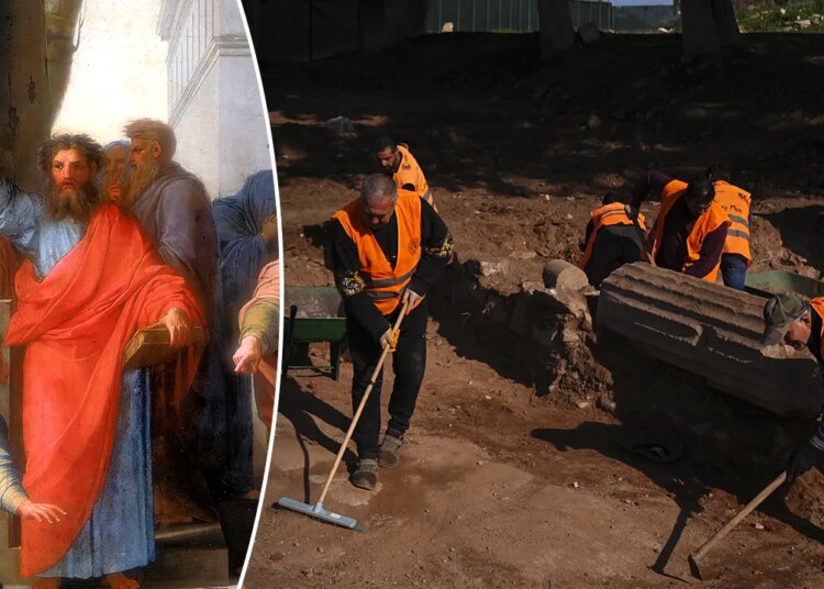 Historical bathtub and statue fragments discovered by archaeologists in Ephesus ruins in Turkey