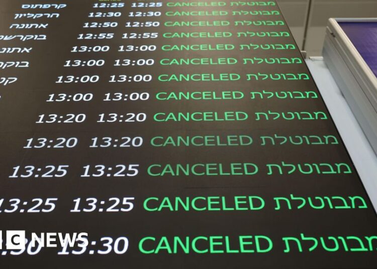 Flights cancelled as journey warnings issued after US-Israeli strikes on Iran – BBC