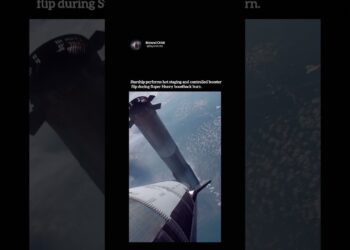 Starship Flight 9 Executes Booster Flip #rocketlaunch #SpaceX # shorts