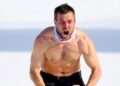 Benjamin Karl strips garments celebrating snowboard gold medal at Olympics