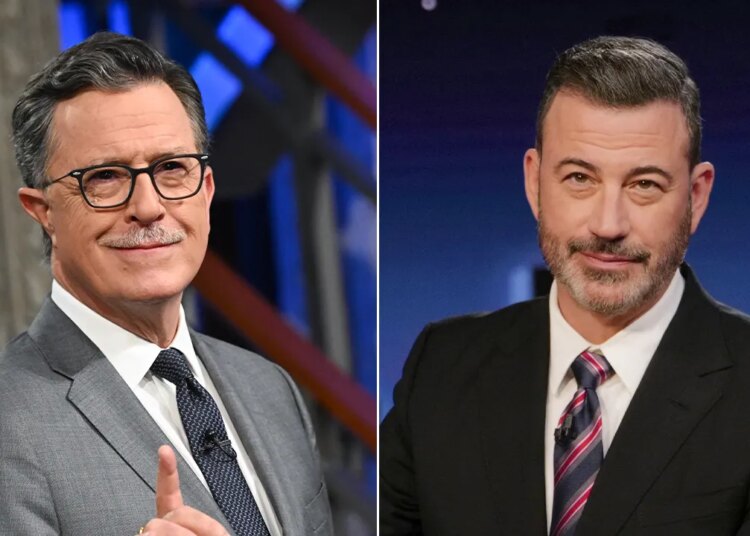 Colbert slams CBS for canning interview, Kimmel hosts Dem fundraiser