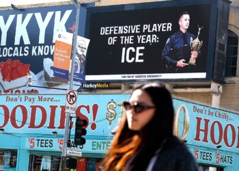 ICE assist billboard seems in San Francisco forward of Tremendous Bowl LX