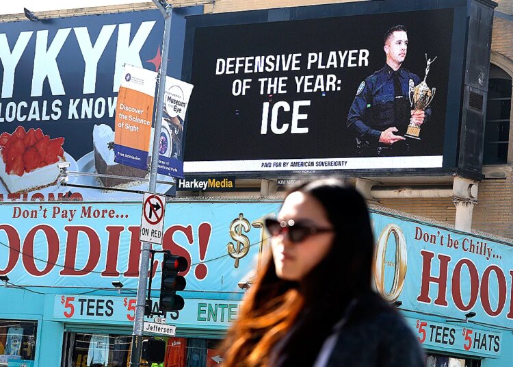 ICE assist billboard seems in San Francisco forward of Tremendous Bowl LX