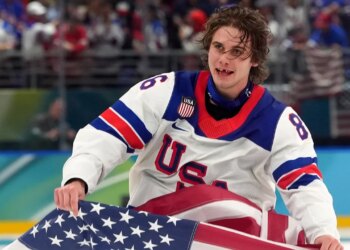 Staff USA’s Jack Hughes offers patriotic message after profitable Olympic gold