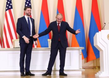 Vance is in Armenia, the first sitting US vp to go to
