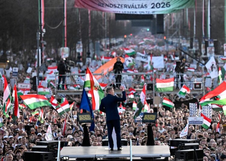 Viktor Orbán and rival Péter Magyar rally supporters in Hungary’s capital Viktor Orbán and rival Péter Magyar rally supporters in Hungary’s capital