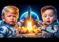 Child Trump Goes To The Moon With Elon Musk!